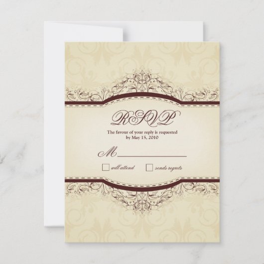 Verzierte Vintage RSVP-Karten RSVP Karte (Vorderseite)