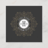 Verzierte Vintage Wirbels-Rahmen-Mitte-Initiale | Quadratische Visitenkarte (Vorderseite)