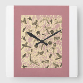 Verzierte Wand-Uhr des Bows-Quadrats Quadratische Wanduhr