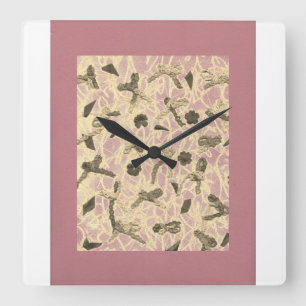 Verzierte Wand-Uhr des Bows-Quadrats Quadratische Wanduhr