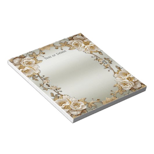 Verzierte weiße Blume Editor Notizblock (angewinkelt)