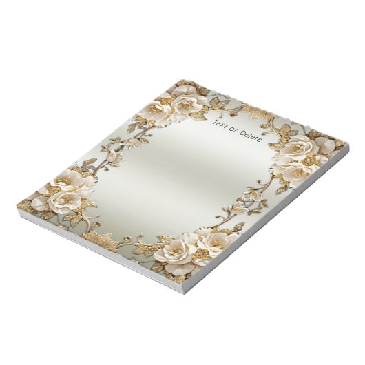 Verzierte weiße Blume Editor Notizblock (Rotiert)