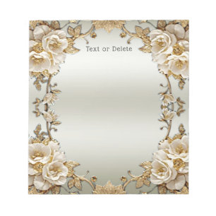 Verzierte weiße Blume Editor Notizblock