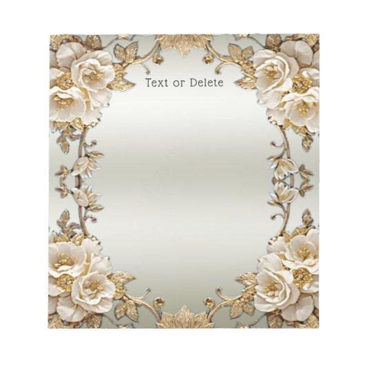 Verzierte weiße Blume Editor Notizblock (Vorderseite)