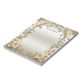 Verzierte weiße Blume Editor Notizblock (Rotiert)