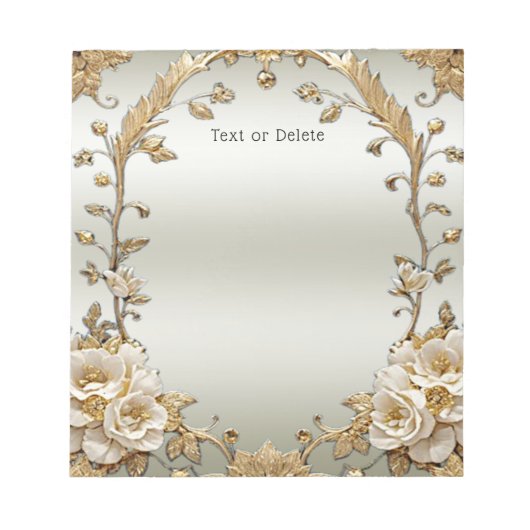 Verzierte weiße Blume Editor Notizblock (Vorderseite)