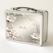 Verzierte weiße Blumen Lunchbox (Rückseite)