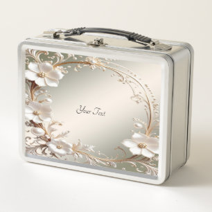 Verzierte weiße Blumen Lunchbox