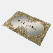 Verzierte weiße Blütenmatte Fußmatte (Schrägansicht)