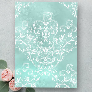 Verzierte weiße Wirbel auf Pastell Aquamarin Seidenpapier