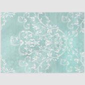 Verzierte weiße Wirbel auf Pastell Aquamarin Seidenpapier (Vorderseite)