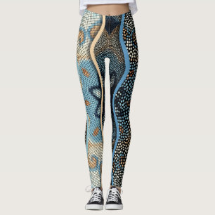 Verzierte Wellen: Mosaikfliesen Textur. Leggings