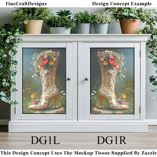 Verzierte Wildblume Cowgirl Boot DG1L Decoupage Seidenpapier