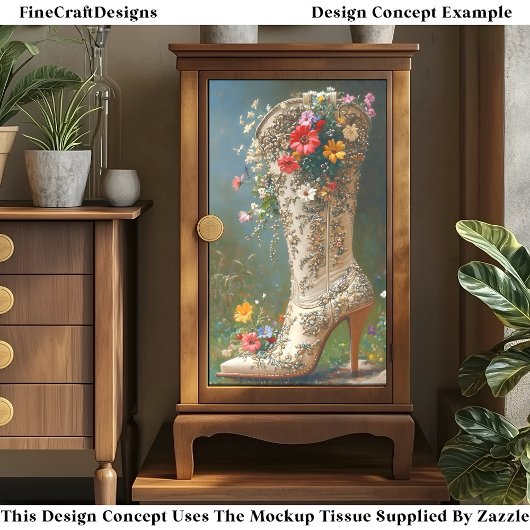 Verzierte Wildblume Cowgirl Boot DG1L Decoupage Seidenpapier