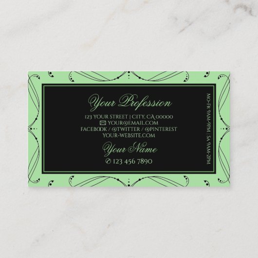 Verzierte Zierschmuckstücke aus der Schwarzsäge Visitenkarte (Rückseite)