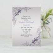 Verzierten Lila Silberner Wirbel auf Silbersüß 16 Einladung (Stehend Vorderseite)