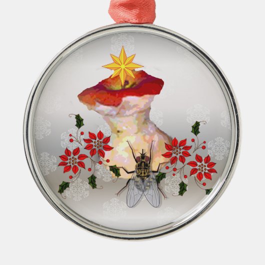 Verzierter Apple-Kern Silbernes Ornament (Vorne)