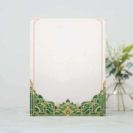 Verzierter Art Deco Rahmen Briefbogen (Stehend Vorderseite)