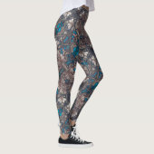 Verzierter barocker Blumenmuster Leggings (Rechts)