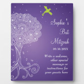 Verzierter Baum Lila Bat Mitzvah Fotoplatte (Vorderseite)