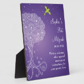 Verzierter Baum Lila Bat Mitzvah Fotoplatte (Seite)