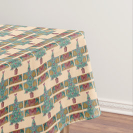 verzierter Baum mit Glockenroten Bögen für Weihnac Tischdecke