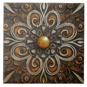 Verzierter Bildlauf mit dem Goldenen Zentrum 3 Fliese (Vorderseite)