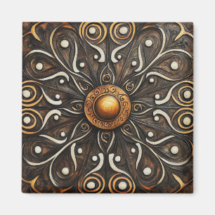 Verzierter Bildlauf mit dem Goldenen Zentrum 4 Magnet