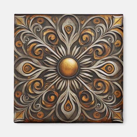 Verzierter Bildlauf mit Golden Center2 Magnet (Vorne)