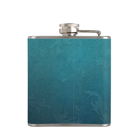 Verzierter blau eingeprägter Damast Flachmann (Rückseite)