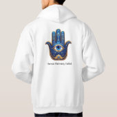 Verzierter Blauer Hamsa Hand mit dem bösen Augensy Hoodie (Rückseite)