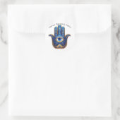 Verzierter Blauer Hamsa Hand mit dem bösen Augensy Runder Aufkleber (Tasche)
