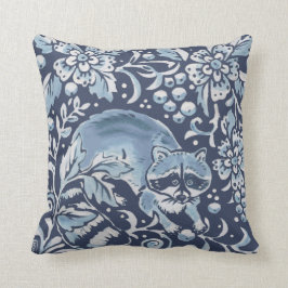 Verzierter Blauer Wald Raccoon Berries Wald Kissen
