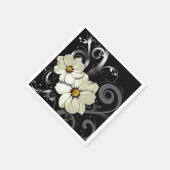 Verzierter BlumenBlüh | Schwarz Serviette (Ecke)