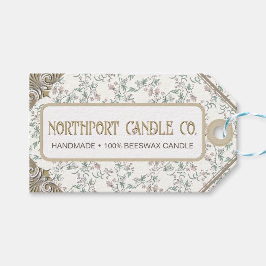 Verzierter Blumenkochtopf Geschenkanhänger (Vorderseite (Horizontal))