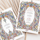 Verzierter Blumenrahmen Vintage Hochzeit Einladung
