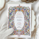 Verzierter Blumenrahmen Vintage Hochzeit Einladung