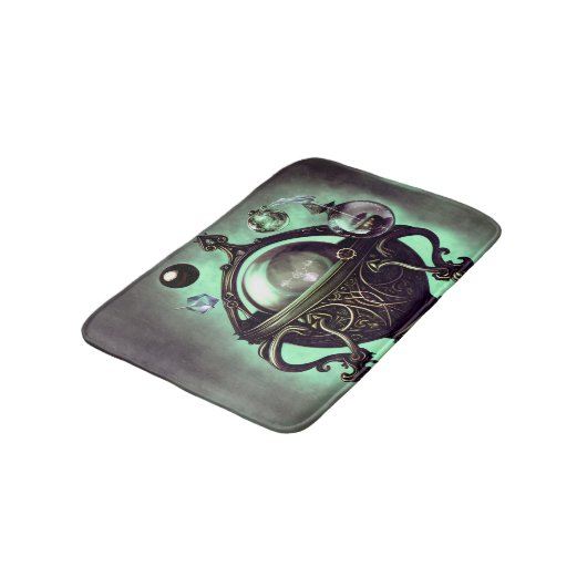 Verzierter Cauldron mit grünem Kristallball und Or Badematte (Schrägansicht)