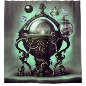 Verzierter Cauldron mit grünem Kristallball und Or Duschvorhang (Vorderseite)