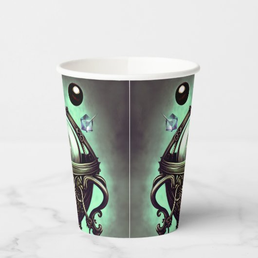 Verzierter Cauldron mit grünem Kristallball und Or Pappbecher (Links)