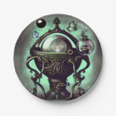 Verzierter Cauldron mit grünem Kristallball und Or Pappteller (Vorderseite)