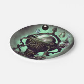 Verzierter Cauldron mit grünem Kristallball und Or Pappteller (Schrägansicht)