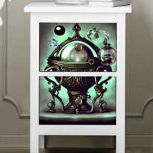 Verzierter Cauldron mit grünem Kristallball und Or