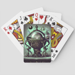 Verzierter Cauldron mit grünem Kristallball und Or Spielkarten