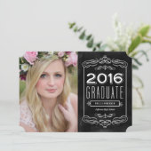 Verzierter Chalkboard Abschluss Einladung (Stehend Vorderseite)