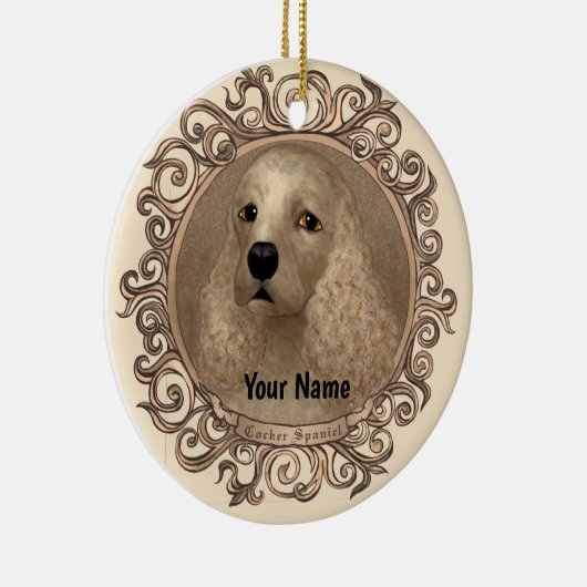 Verzierter Cocker-Spaniel-Zierling Keramik Ornament (Rechts)