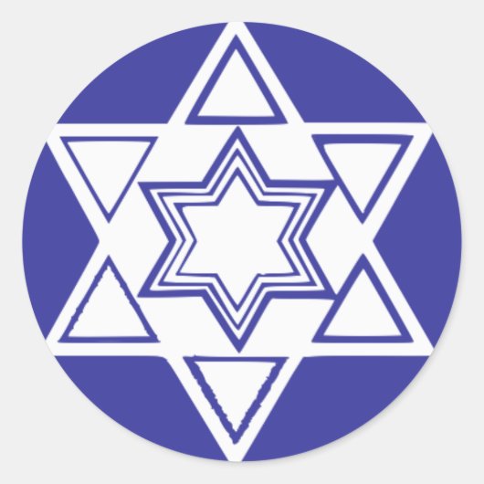 Verzierter David-Star Runder Aufkleber (Vorderseite)