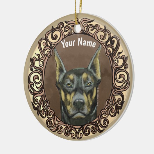 Verzierter Doberman-individuelle Name Keramik Ornament (Links)