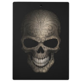 Verzierter dunkler Schädel Klemmbrett (Rückseite)