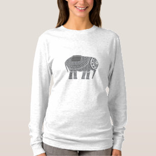 Verzierter Elefant Black Cool Black T-Shirt